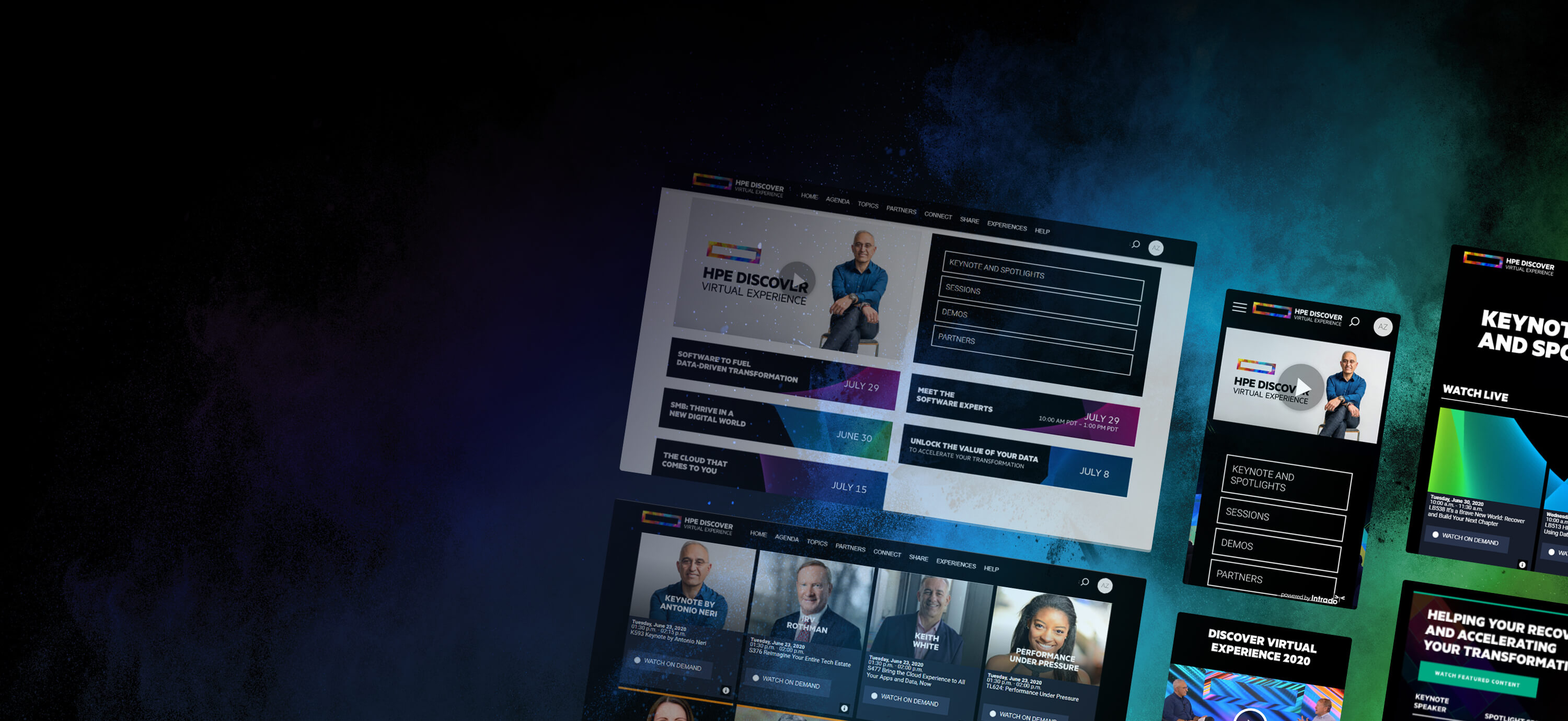 HPE Discover Virtual Event 2020 digital screens created for audience engagement