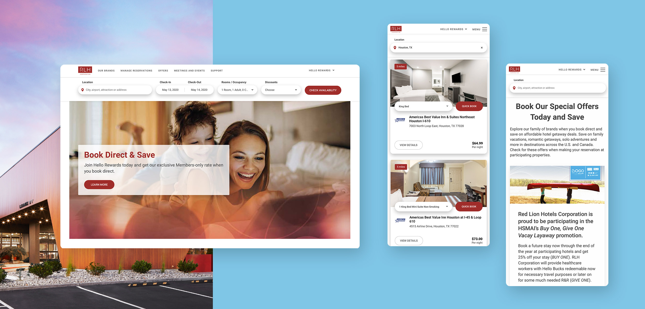 The Red Lion Hotels enterprise website Redlion.com enterprise website