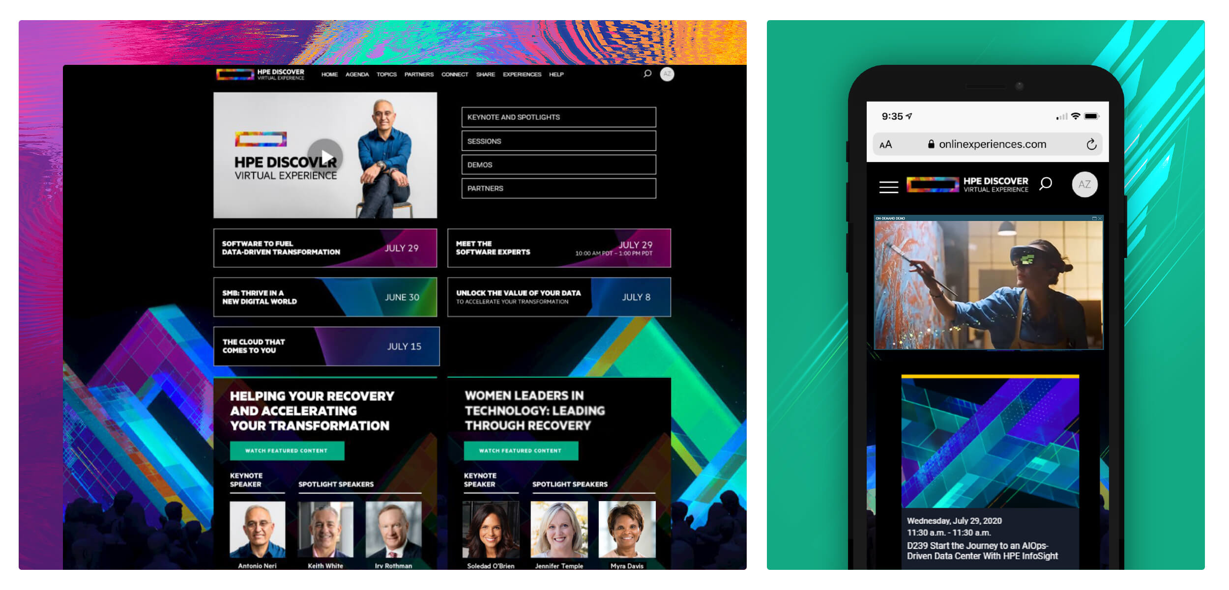 HPE Discover Virtual Experience desktop and mobile interfaces HPE Discover Virtual Experience 2020 desktop and mobile interfaces provide opportunities for audience engagement